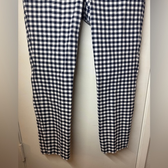 J.Crew Martie Bi-Stretch Gingham Navy Blue White Retro Slim Cropped Pants Size 6 - Picture 8 of 15